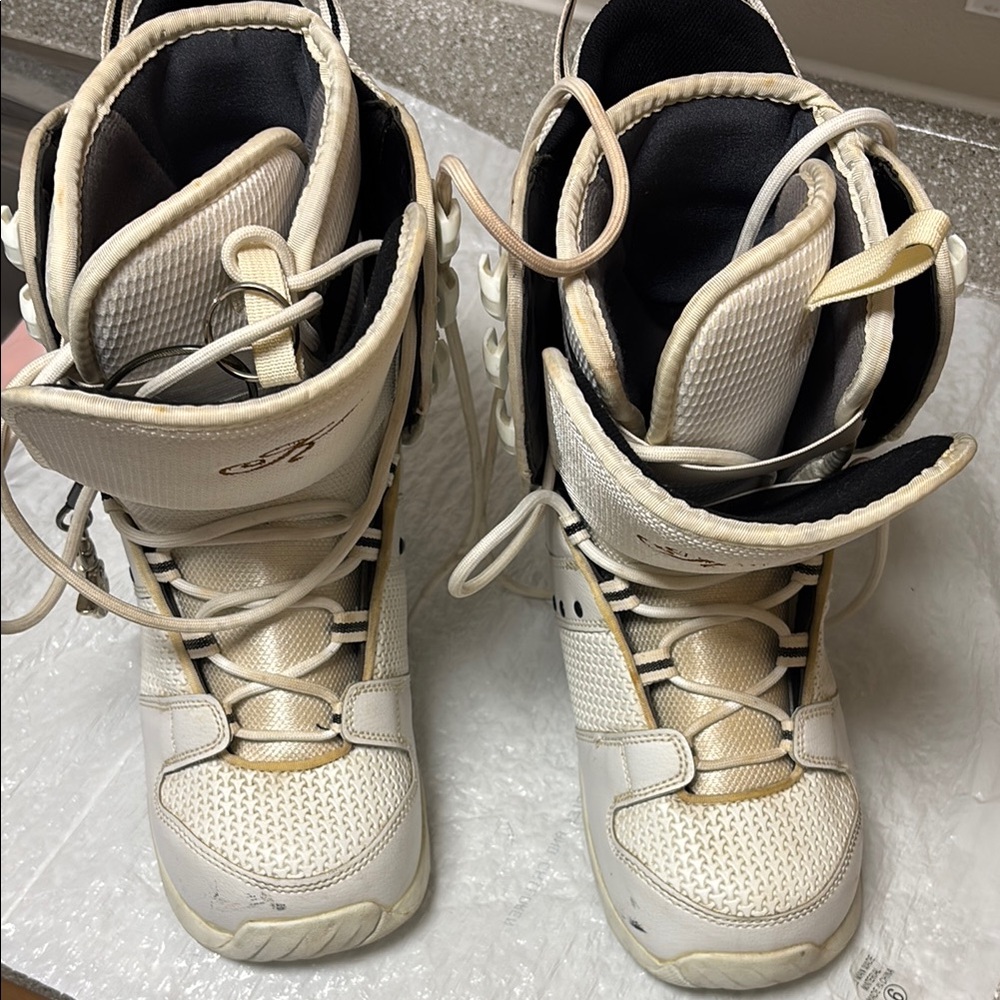 White and Cream Snowboard Boots